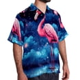 thumbnail image 2 of Starry Sky Flamingo Men's Poplin Casual Printed Button Down Short Sleeve Summer Beach Shirts Unisex, 2 of 6