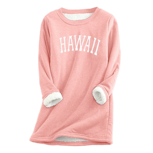 Bmisegm Haut Décontracté Imprimé à Col Rond pour Femmes, Ample et Chaud, Automne, sous-Vêtements Thermiques pour Femmes, Rose m