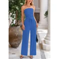 thumbnail image 6 of Women’s 2 Piece Summer Outfit Ribbed Knit Strapless Tube Top Wide Leg Pants Casual Matching Lounge Set, 6 of 9