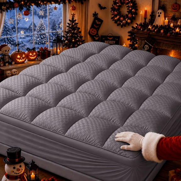 King 1pc High Quality Cushioned Mattress Topper, Skin-Friendly Fabric Without Sticky Feeling