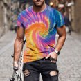 thumbnail image 2 of Taqqpue Mens Tie Dye T Shirt Short Sleeve Round Neck Shirts Summer Muscle Gym Tops Casual Quick Dry Workout Athletic Bodybuilding Cotton Tee, 2 of 5