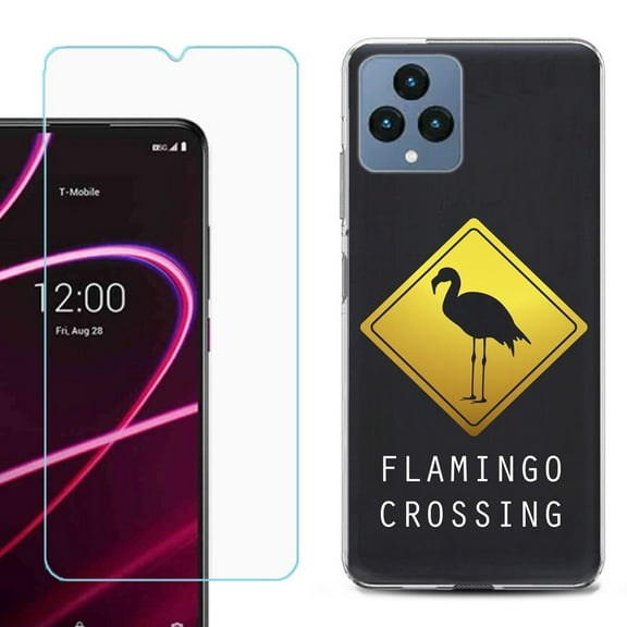 OneToughShield ® for T-Mobile Revvl 6x 5G Shockproof Phone Case, with Tempered Glass Screen Protector - Flamingo