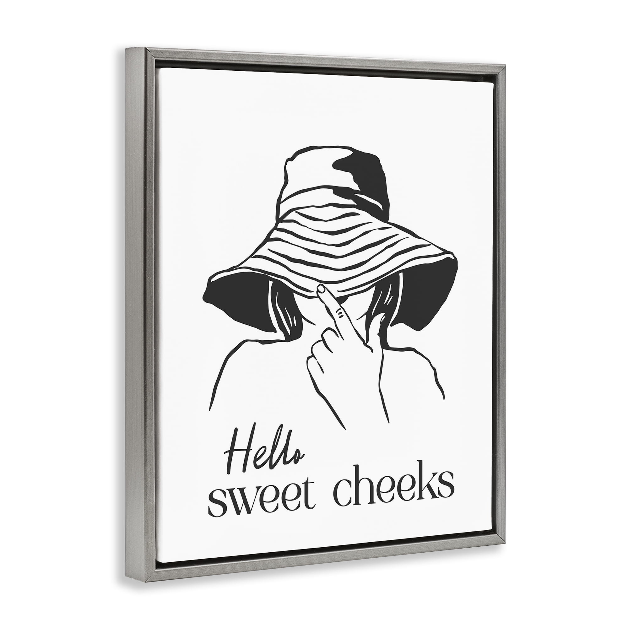 Stupell Industries Sweet Cheeks Bathroom Greeting Gray Framed Floater Canvas Wall Art, design by Lettered and Lined