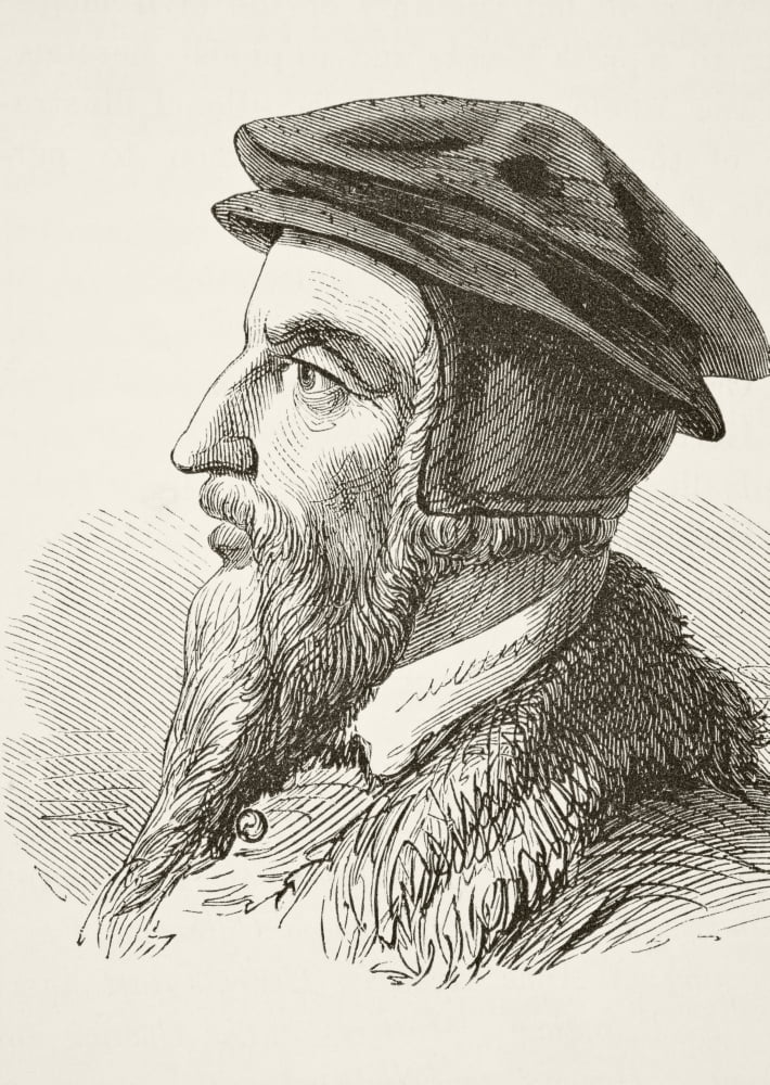 John Calvin 1509 To 1564 French Protestant Reformation Theologian From The National And Domestic History Of England By William Aubrey Published London Circa 1890 Canvas Art - Ken Welsh Design Pics (2