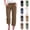 23# Brown, variant on Wide Leg Cropped Pants for Women Summer High Waist Linen Capri Pants Drawstring Baggy Lightweight Pockets Beach Pant Army Green L