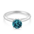 thumbnail image 2 of Gem Stone King 14K White Gold London Blue Topaz Solitaire Engagement 4-Prong Ring for Women | 1.10 Cttw | Round 6MM | Gemstone November Birthstone (Size 5), 2 of 4