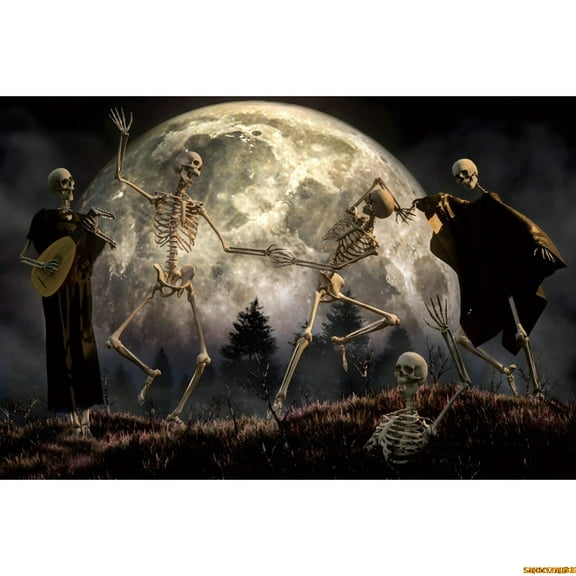 Hallowe Photography Backdrop Horror Night Moon Scary Skull Graveyard Grave Witch Castle Family Party Photo Background