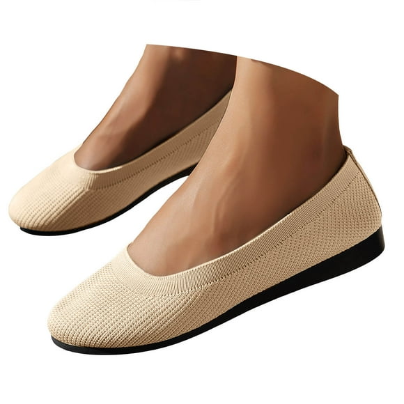 Dakaela Ballet Flat Shoes Womens Dressy Flats Round Toe Slip on Ballerina Walking Low Wedge Loafers