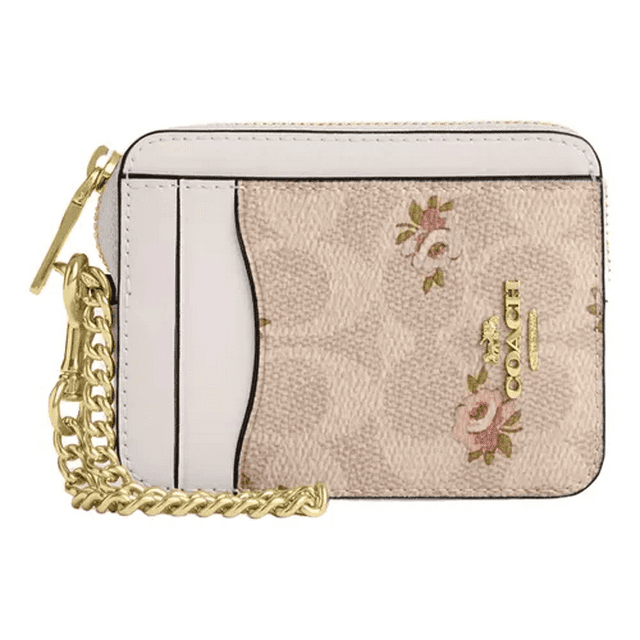Monedero Tarjeter Coach Original Zip Cardcase Signature Gold