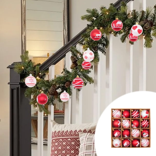 Bolas navideñas de plástico electrochapado, juego de bolas para colgar en el árbol de Navidad, ambiente navideño, accesorios y decoraciones navideñas.