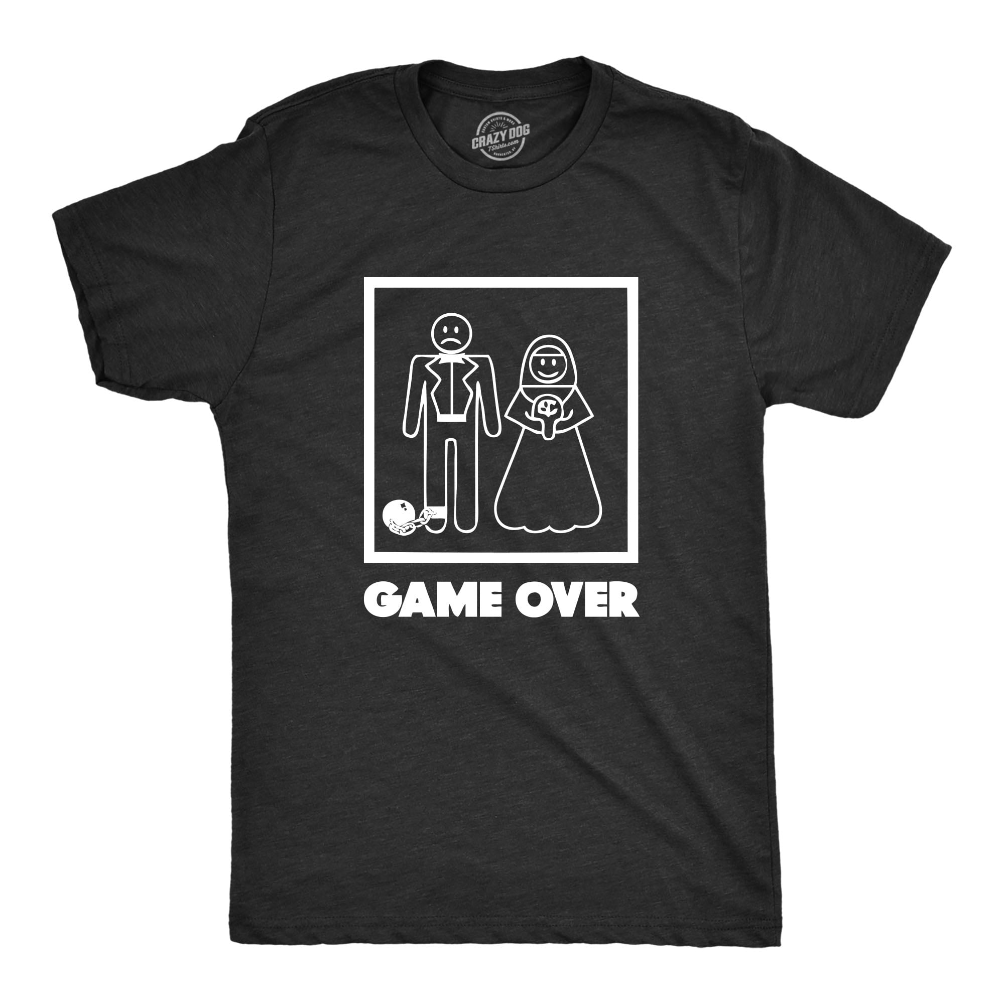 Mens Game Over T shirt Funny Wedding T shirts Humor Bachelor Party Novelty Tees (Black) - S Graphic - Walmart.com