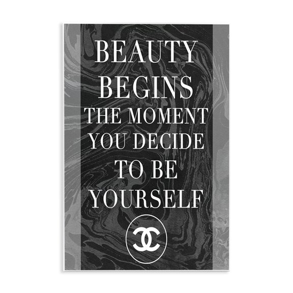 Stupell Industries Modern Beauty Begins Once You Decide To Be Yourself Black Marble Typography Wall Plaque Art, 10 x 15, by Lil' Rue
