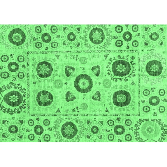 Ahgly Company Indoor Rectangle Abstract Emerald Green Modern Area Rugs, 8' x 10'