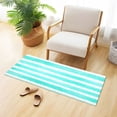 thumbnail image 5 of Aqua Stripes 39x20" Bath Mat Carpet, Absorbent and Non-Slip for Kitchen or Bathroom, Quick-Drying, 5 of 8