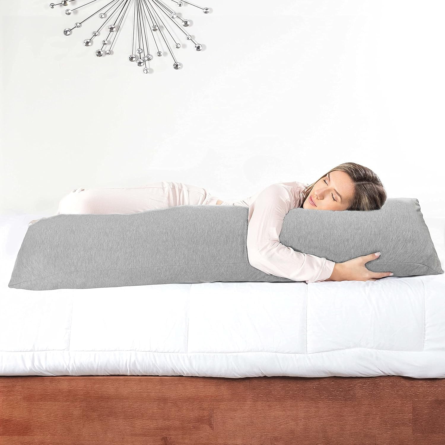 Full Body Pillow - Shredded Memory Foam with Washable Cover - Long, Hypoallergenic, Firm Hug Pillows for Side and Back Sleepers (54in, Cool Grey)