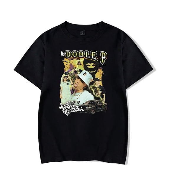 Peso Pluma Rapper HipHop T-shirt Doble P Tee Women Men Short Sleeve
