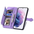 thumbnail image 2 of Nalacover Wallet Case for Samsung Galaxy S22 Plus, Embossed Pattern Design Zipper Pocket Handbag Wrist Strap Premium PU Leather Flip Cover with Card Slots Holder Magnetic Clasp Kickstand Case,Purple, 2 of 11