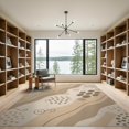 thumbnail image 2 of ODIKA 9'x12' Tan Beige Abstract Flowing Waves Handwoven Washable Area Rug Contemporary Swirl Motifs with Scattered Circle Non-Shedding, Easy Care for Master Suite, California King, Under Bed, 2 of 7