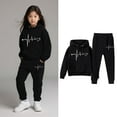 thumbnail image 4 of Kids Girls Boys Sweatsuit Set,2 Piece Long Sleeve Black Soft Hoodie and Sweatpants Warm Fall Winter Clothes Size 8-10 Years Boys Clothes Cute&nbsp;Boys Girls&nbsp;Clothing, 4 of 7