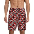 thumbnail image 2 of Rocae Red Floral for Men's Soft Sleep Pajama Shorts, Waistband and Pockets, 2 of 9