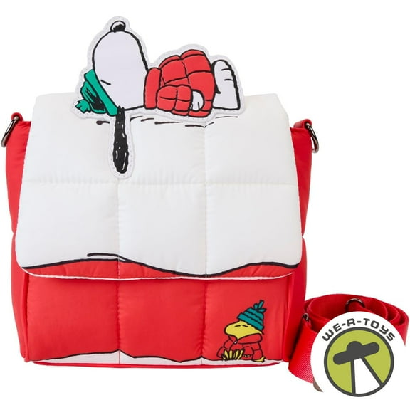 Peanuts Snoopy and Woodstock Snow Day Doghouse Crossbody Bag Holiday Loungefly