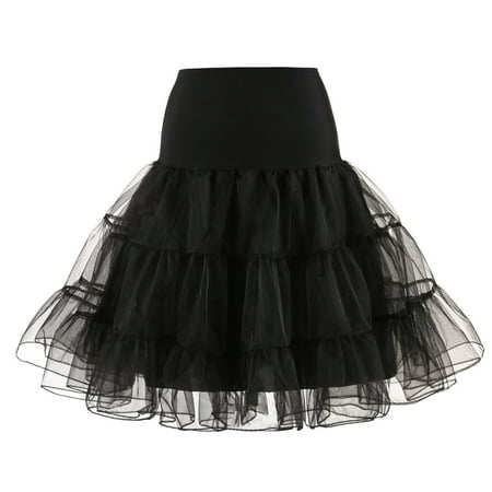 - TOPTIE Women's Vintage Rockabilly Petticoat Skirt Tutu 1950s Underskirt Bridal Party Cosplay Dress-1Black-M/L