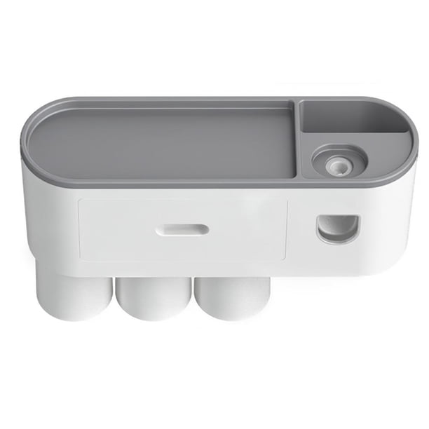 Soporte Multifunción Para Cepillos De Dientes Con Dispensador Automático De Pasta De Dientes Y Cajón De Almacenamiento Organizador De Baño Montado En La Pared Sin Perforaciones Advancent HA016596-00