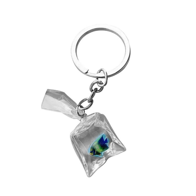 Birdeem Clear Resin Fish Cute Resin Fish Key Chain Water Bag Fish Key Ring