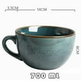 thumbnail image 3 of LQXZWJY 1 Pack Porcelain Coffee Mugs , 700ml Ceramic Coffee Mugs, Army Green Coffee Mug, Restaurant Cups for Coffee, Tea, Cappuccino, Cocoa, Cereal, Black outside and Colorful inside, 3 of 4