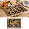 thumbnail image 6 of Please Remove Your Shoes Placemats Set of 6 Farmhouse Brown Wooden Grain Place Mats Indoor Wipeable Table Mats Washable Cloth Dining Table Placemats for Kitchen Holiday Party Home Decor 13x19 Inch, 6 of 9