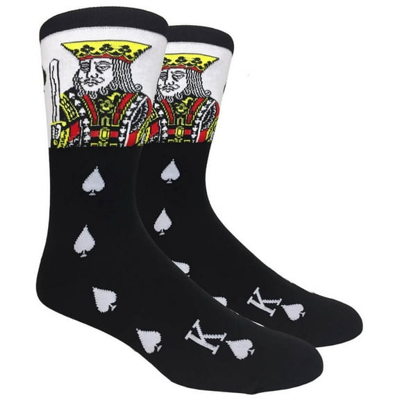 Couver Mens Novelty Socks Colorful Funny Pattern Dress Casual Socks- Poker/The King, 10-13, 1 Pair