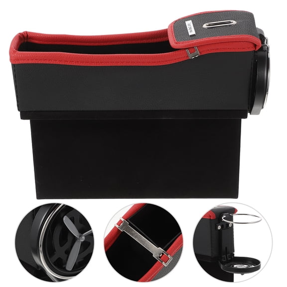 IBASETOY Black Car Gap Storage Box with Cup Holder for Smart Phone Wallet Keys