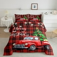 thumbnail image 2 of Manfei Truck Tree 3-Piece Full Size Comforter Sets,Green Red Bedding Comforter Set,Happy New Year Lightweight Bedding Sets,Microfiber Festival Bedroom Decorative,Reversible, 2 of 8
