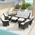 thumbnail image 3 of EAGLE PEAK Azure Bay 8 Pieces Wicker Outdoor Patio Furniture Set, Outdoor Conversation Set with Side Table, Brown Wicker and Beige Cushions, 3 of 10
