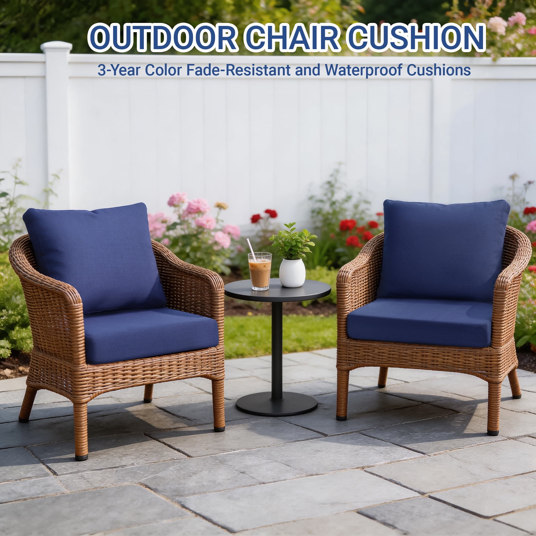 Favoyard Deep Seat Patio Cushion Set, 24 inch Rainproof & Fadeness Patio Cushions for Outdoor Chair Couch with Removable Cover
