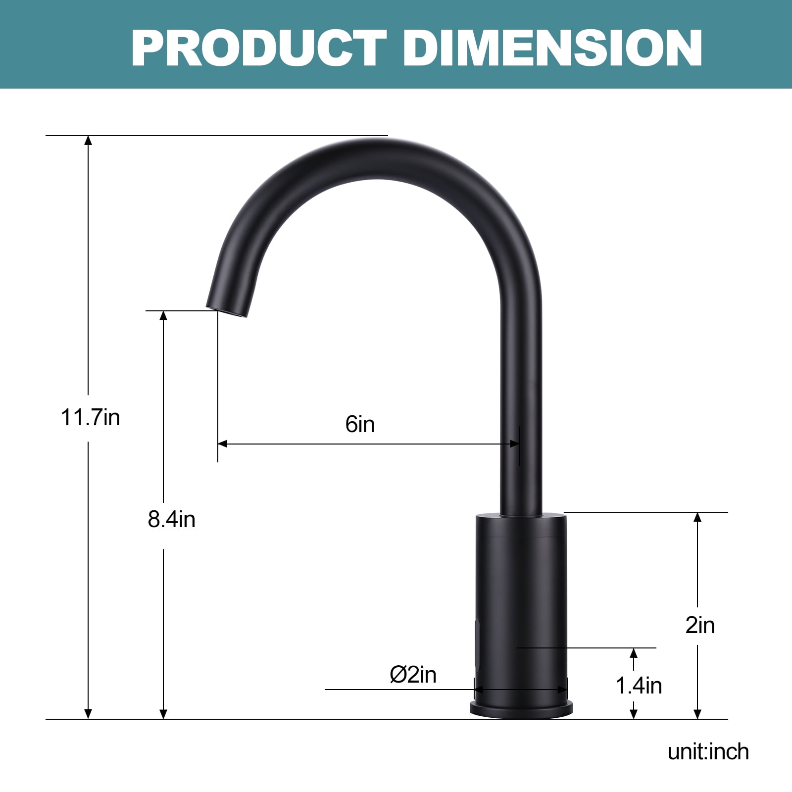 Wowow Touchless Bathroom Faucet - Tall Automatic Bathroom Sink Faucet with Single Hole, Control Box and Temperature Mixer for Vanity with Deck Plate, Matte Black
