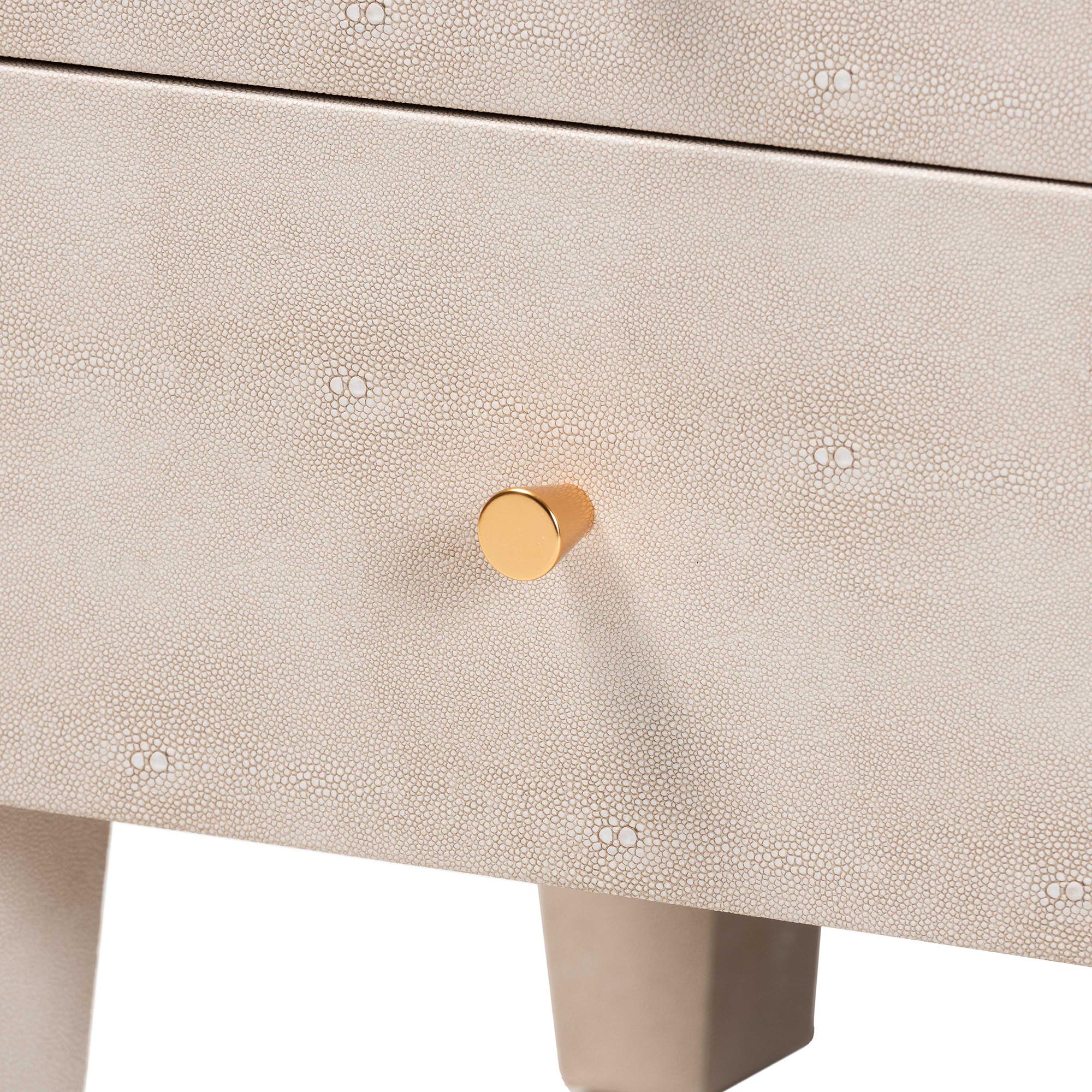 Baxton Studio Leyna Modern End Table, 3-Drawer, Brass