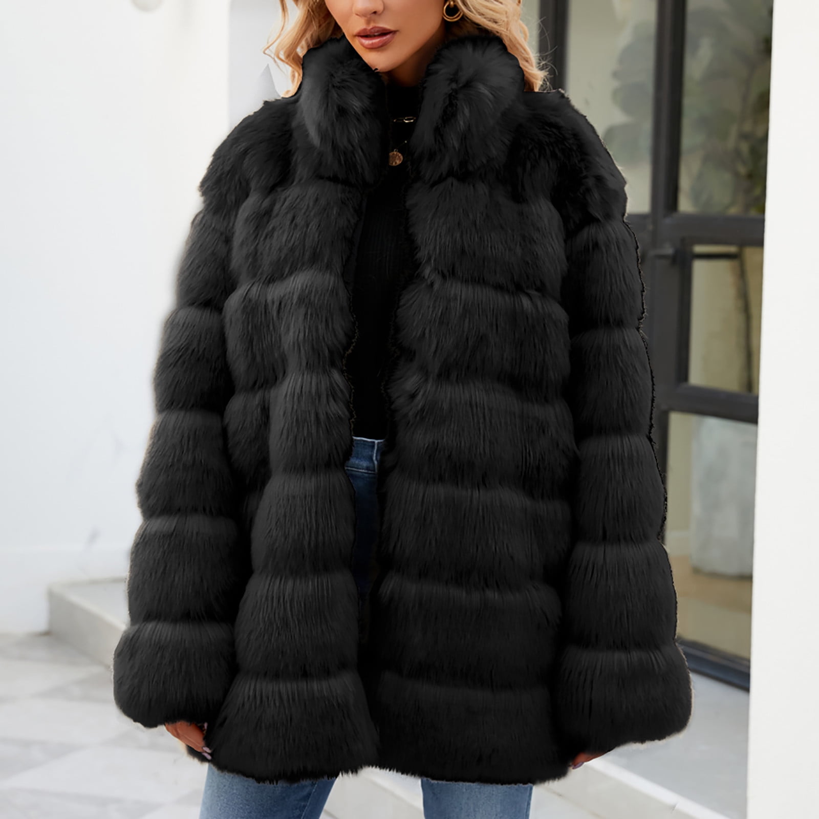 Penkiiy Women's 2024 Winter Faux Fur Jackets Fall Fashion