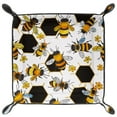 thumbnail image 2 of Women Girls Leather Square Dish Trinket Plate Jewelry Tray for Mothers Day Birthday Gift, Cute Bee Pattern, 2 of 6