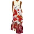 thumbnail image 2 of SMihono Été Boho Maxi Robe pour les Femmes Plus Size Femmes Casual Longue Robe avec Imprimé Floral Rayé Maxi Sans Manches Robe Plage Swing Sundress, 2 of 9