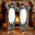 thumbnail image 2 of Ruyang Kids Plush Zebra Hooded Jumpsuit 3D Animal Button Front Soft Fleece Onesie Toddler Warm Full Length Loungewear, 2 of 7