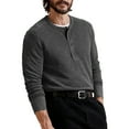 thumbnail image 1 of Camiseta de manga larga con solapa y rayas de color liso para hombre, ideal para otoño e invierno - Prenda informal oversize de poliéster, 1 of 6