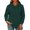 Dark Green, variant on Womens Hooded Pullover Sweatshirts with Front Pocket,Solid Color Long Sleeve Tops for Casual Sporty Style Dark Green XL