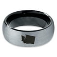 thumbnail image 2 of Tungsten Washington The Evergreen State Band Ring 8mm Men Women Comfort Fit Black Dome Brushed Gray Polished, 2 of 4