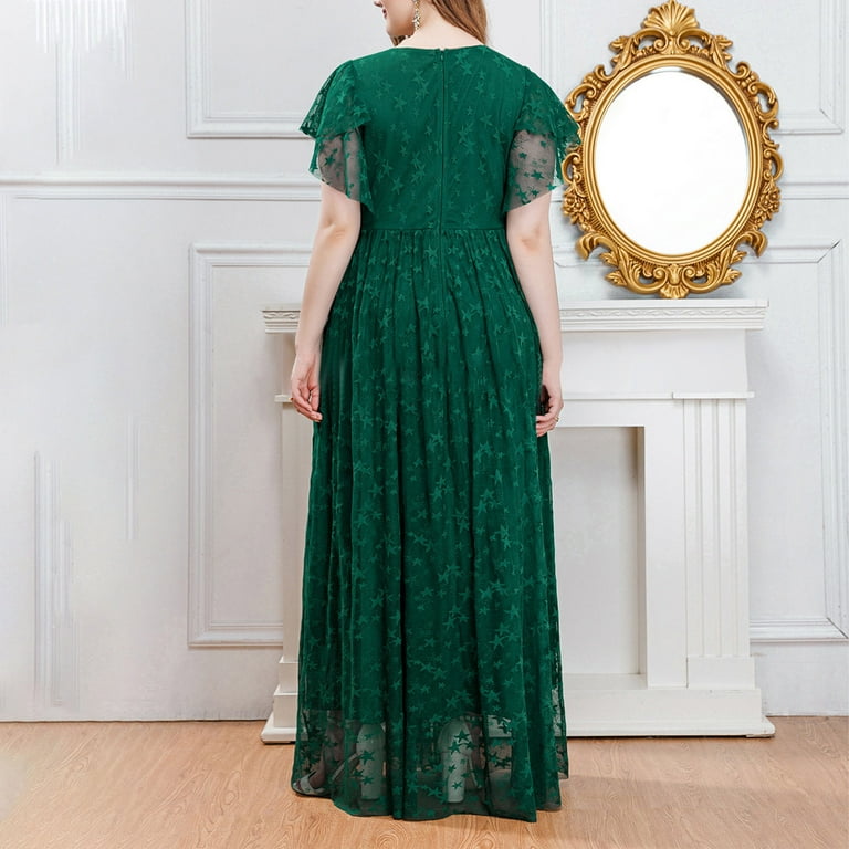 princess polly baby blue dress Moxiu Women's Plus Size Boho Floral Maxi Dress Curvy Short Sleeve Loose V  Neck Flomal Long Dress Summer Wrap Empire Waist Long Dress 2025 Green,XL