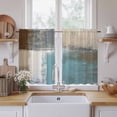 thumbnail image 2 of Modern Blue Tier Curtains, Rustic Mottled Oil Painting Texture Light Filtering Kitchen Curtains, 2Pcs Rod Pocket Half Window Treatments Panels for Sink Cafe Cabinet Basement 27.5x45 Inches, 2 of 9