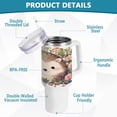 thumbnail image 4 of SKYSONIC 40oz Tumbler with Handle and Straw Lid Double Stainless Steel Vacuum Insulated Travel Mug for Hot Cold Water,Hedgehog, 4 of 7