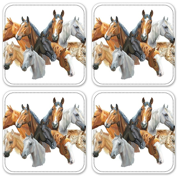 Vinyl Drink Coasters - Set of 4 - Wild Horses