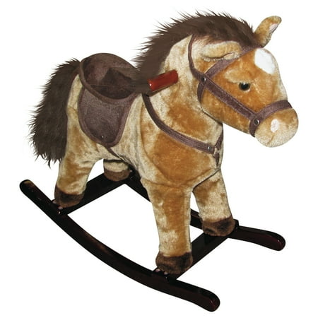 Charm Company Plush Pete Pony Wooden Frame Rocker for Kids 24 Months and Up