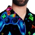 thumbnail image 5 of Game Controller Men's Short Sleeve Printed Button Down Beach Shirt Casual Summer Unisex Tops with Spread Collar, 5 of 6